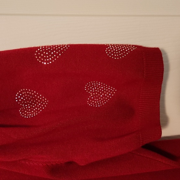 Vintage sweater with sheer netting at the top Size L with diamond hearts - Picture 3 of 4